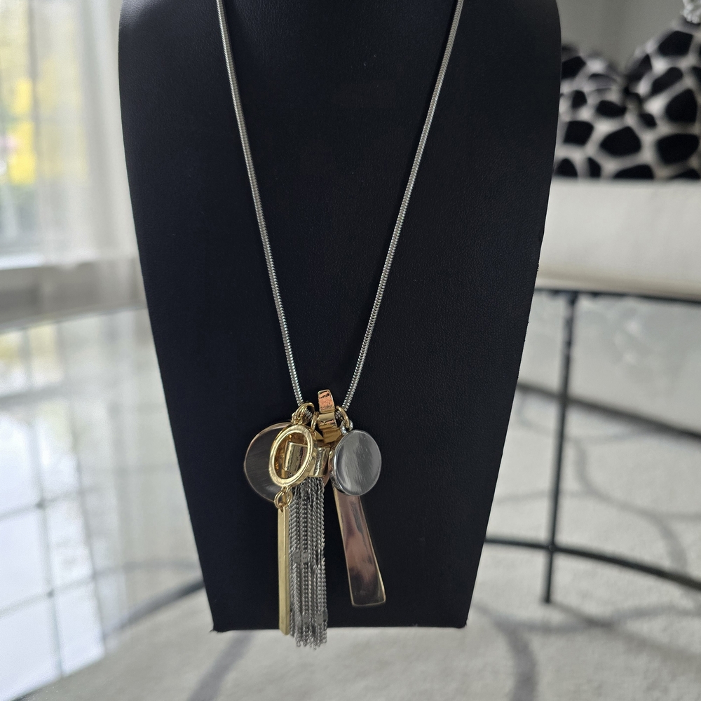 White House Black Market Gold and Silver Charm Necklace New